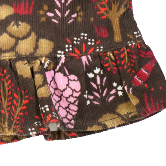 NEW Lands End Kids Skort Girls Size 14 Brown Corduroy Pockets Forest Fox Animals - Picture 3 of 10